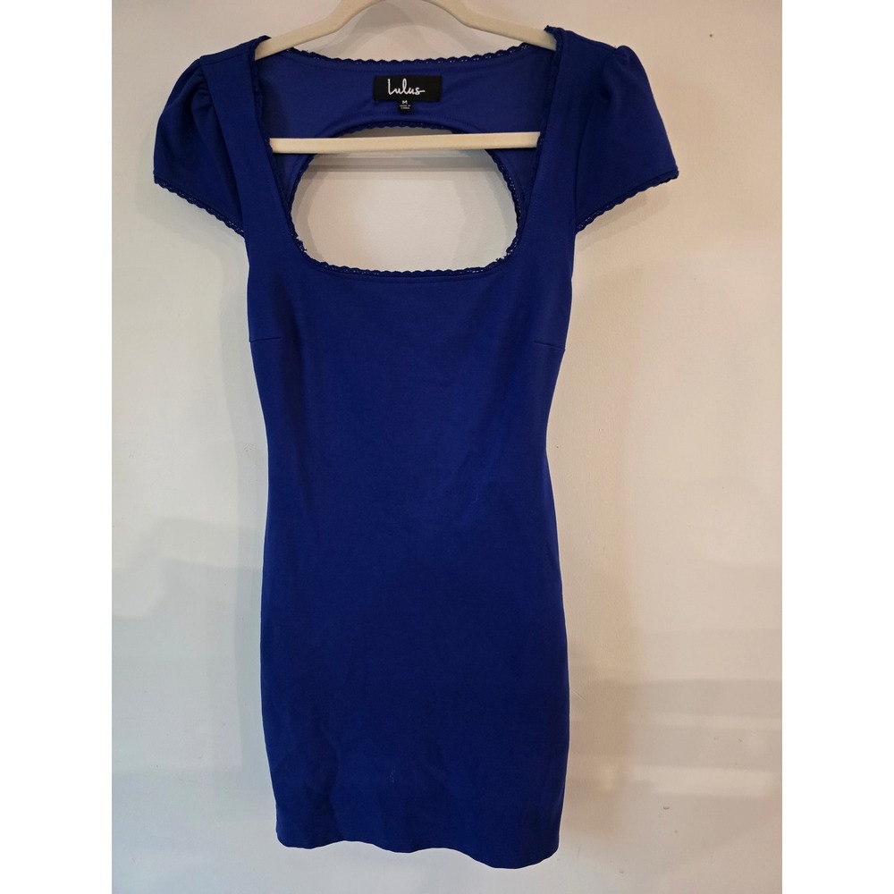 Lulus‎ Blue Mini Dress Bodycon Cutout Back Short Sleeve Party Cocktail